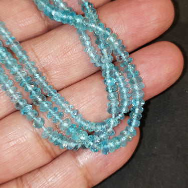 3Pcs Natural SKY Blue Apatite Roundel Bead Strand LOT
